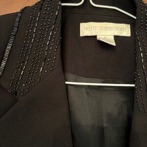 Petit Sophisticate Black Jacket with beading on front collar Size 12